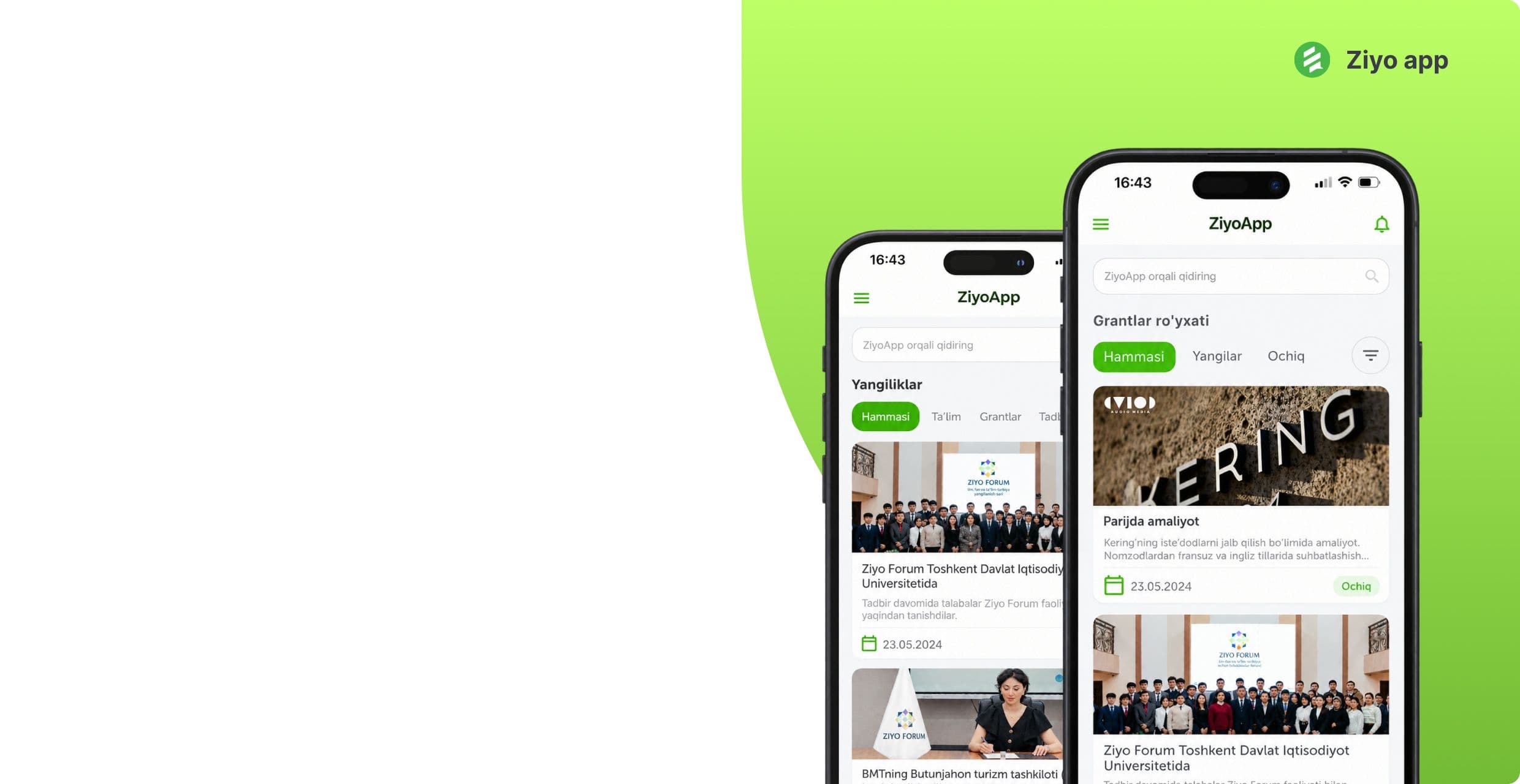 Ziyo app - Платформа событий, грантов и возможностей для молодёжи